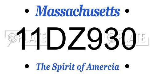 11DZ930 Massachusetts License Plate