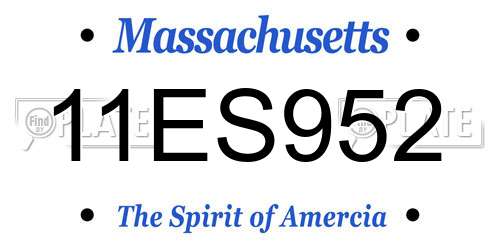 11ES952 Massachusetts License Plate