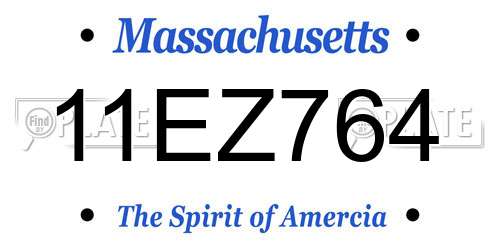 11EZ764 Massachusetts License Plate