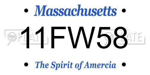 11FW58 Massachusetts License Plate