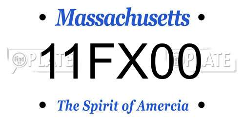 11FX00 Massachusetts License Plate