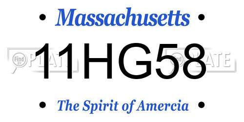 11HG58 Massachusetts License Plate