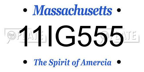11IG555 Massachusetts License Plate