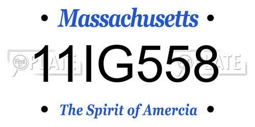 11IG558 Massachusetts License Plate