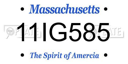 11IG585 Massachusetts License Plate