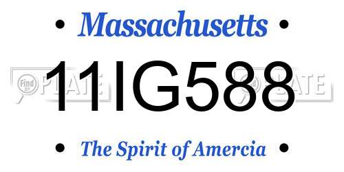 11IG588 Massachusetts License Plate