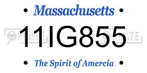 11IG855 Massachusetts License Plate