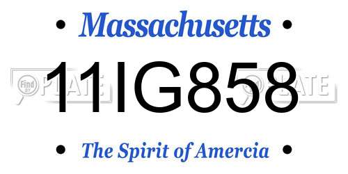 11IG858 Massachusetts License Plate