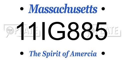 11IG885 Massachusetts License Plate