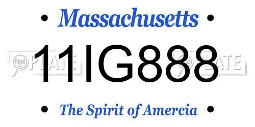 11IG888 Massachusetts License Plate