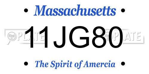 11JG80 Massachusetts License Plate