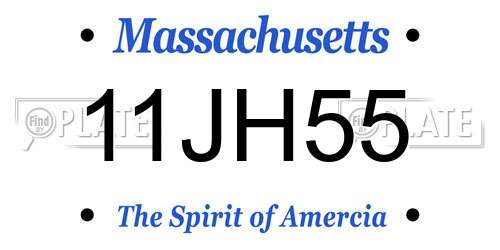 11JH55 Massachusetts License Plate