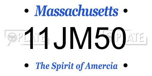 11JM50 Massachusetts License Plate