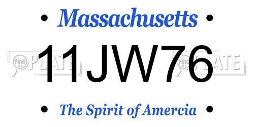 11JW76 Massachusetts License Plate