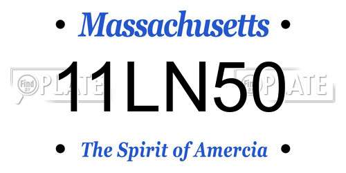 11LN50 Massachusetts License Plate