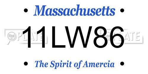 11LW86 Massachusetts License Plate