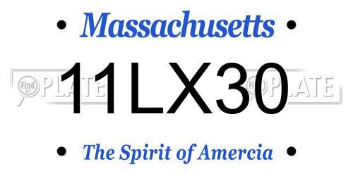 11LX30 Massachusetts License Plate