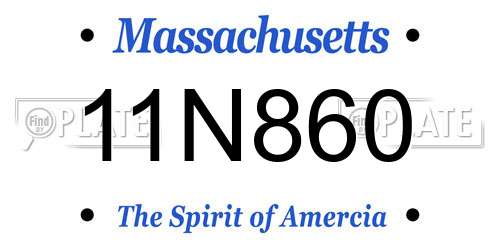 11N860 Massachusetts License Plate