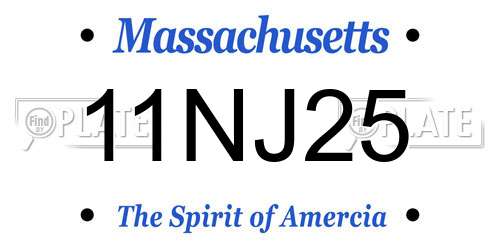 11NJ25 Massachusetts License Plate