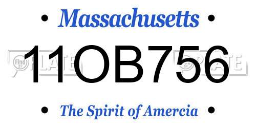 11OB756 Massachusetts License Plate