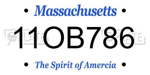 11OB786 Massachusetts License Plate
