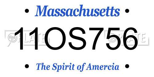 11OS756 Massachusetts License Plate