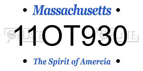 11OT930 Massachusetts License Plate