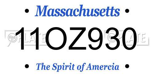 11OZ930 Massachusetts License Plate