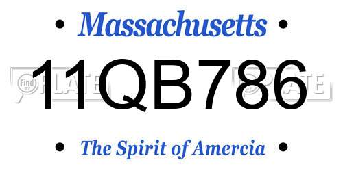 11QB786 Massachusetts License Plate