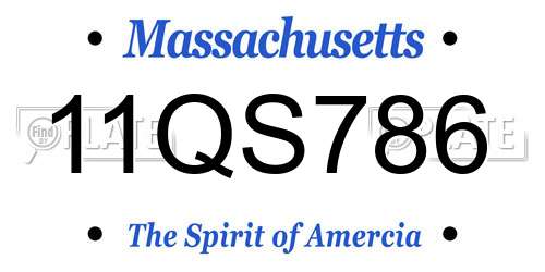 11QS786 Massachusetts License Plate