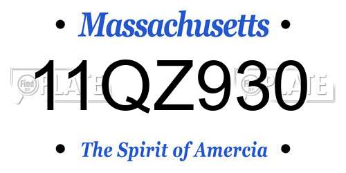11QZ930 Massachusetts License Plate