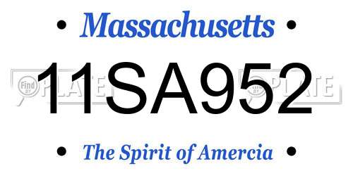 11SA952 Massachusetts License Plate