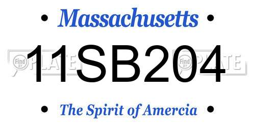 11SB204 Massachusetts License Plate