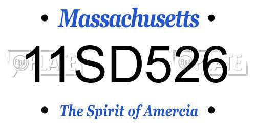 11SD526 Massachusetts License Plate