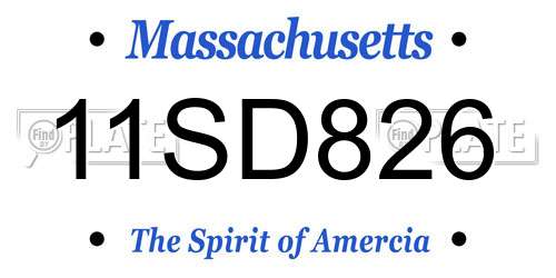 11SD826 Massachusetts License Plate