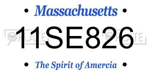11SE826 Massachusetts License Plate