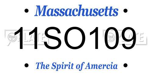 11SO109 Massachusetts License Plate