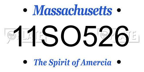 11SO526 Massachusetts License Plate