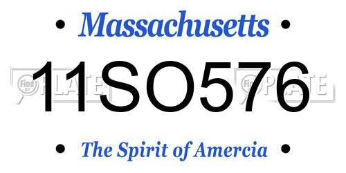 11SO576 Massachusetts License Plate