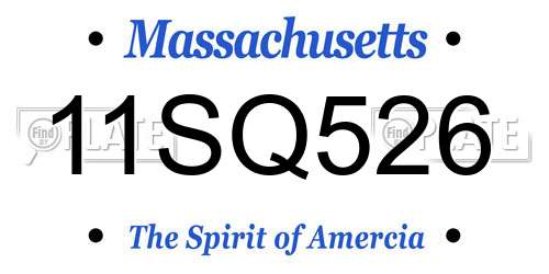 11SQ526 Massachusetts License Plate
