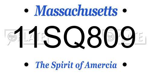 11SQ809 Massachusetts License Plate