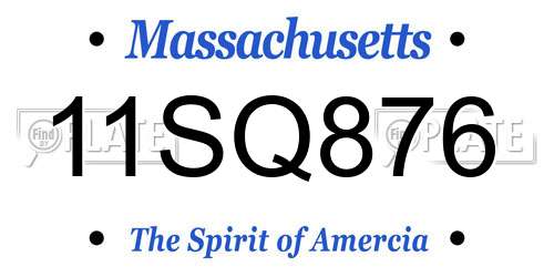 11SQ876 Massachusetts License Plate