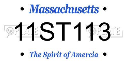 11ST113 Massachusetts License Plate