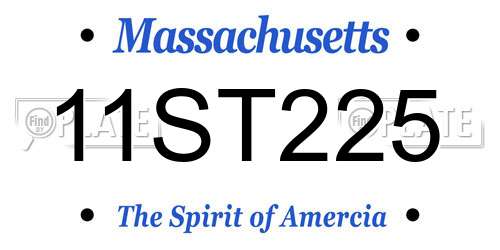 11ST225 Massachusetts License Plate