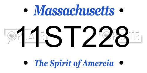 11ST228 Massachusetts License Plate