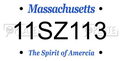 11SZ113 Massachusetts License Plate