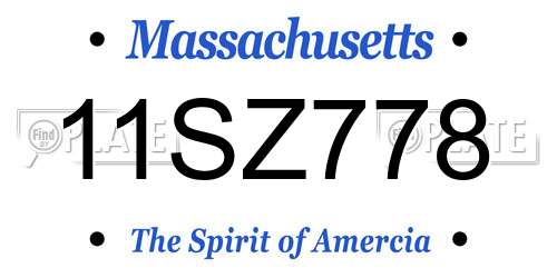 11SZ778 Massachusetts License Plate