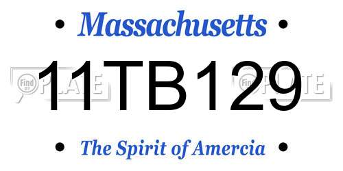 11TB129 Massachusetts License Plate