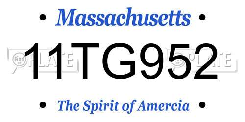 11TG952 Massachusetts License Plate