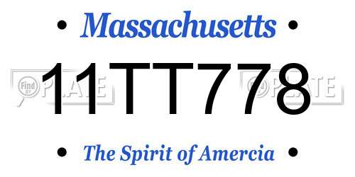 11TT778 Massachusetts License Plate